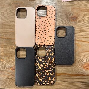 Casely Protective Phone Case Set - Black, Tan, and Patterned IPhone 15 Pro Max
